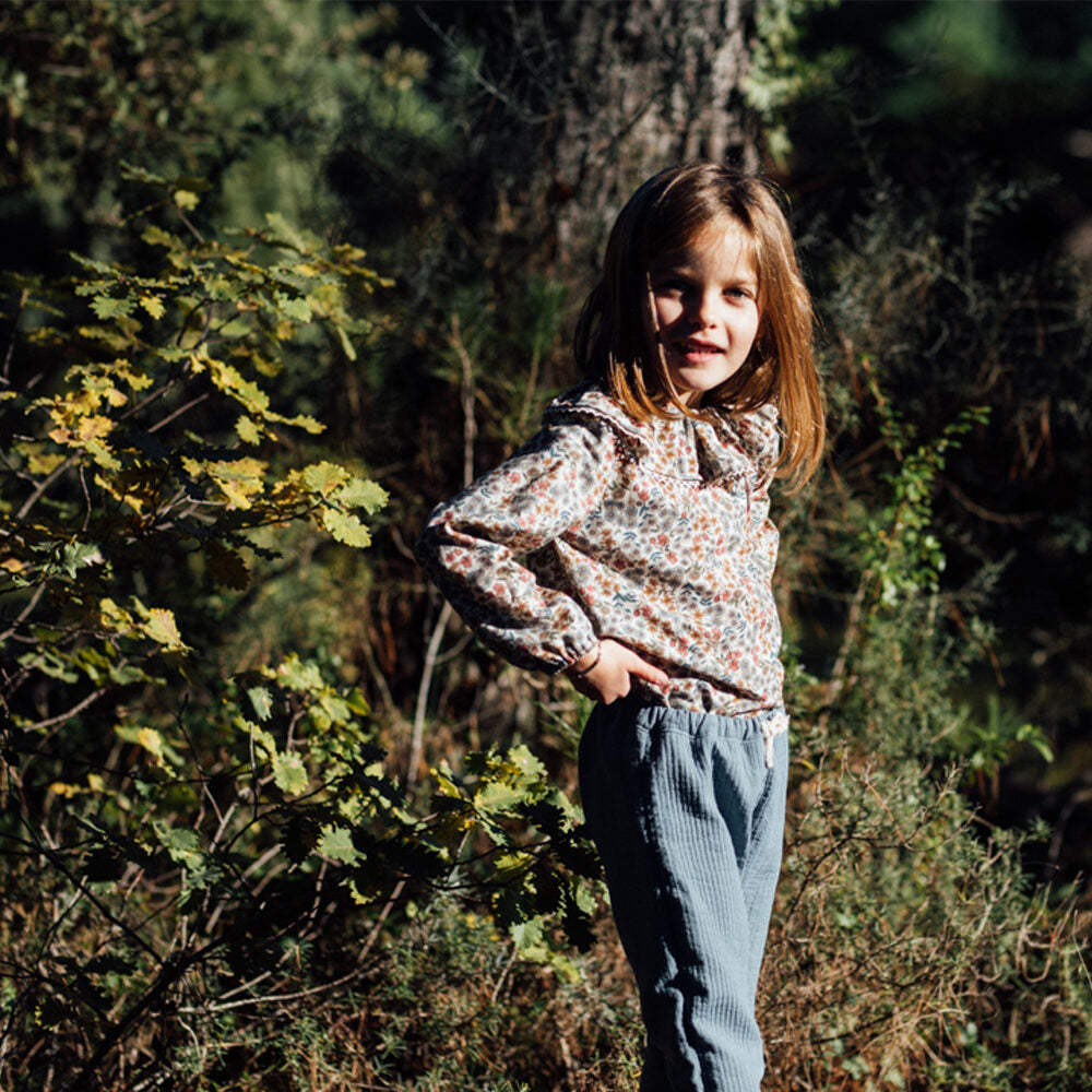 pantalon enfant coton quilté couleur bleu tendre. Coton bio GOTS. Made in France.