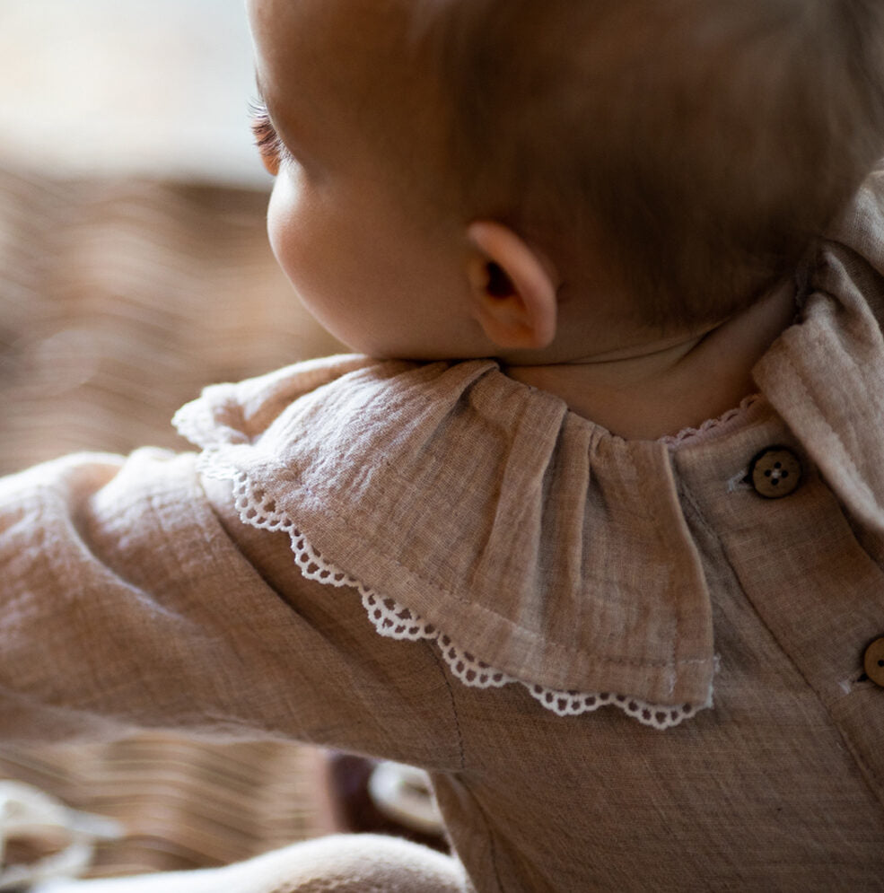 Barboteuse fille double gaze TREFLE