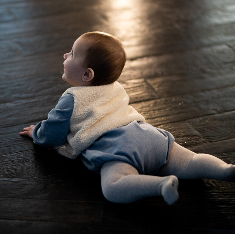 Barboteuse garçon col mao TILLEUL