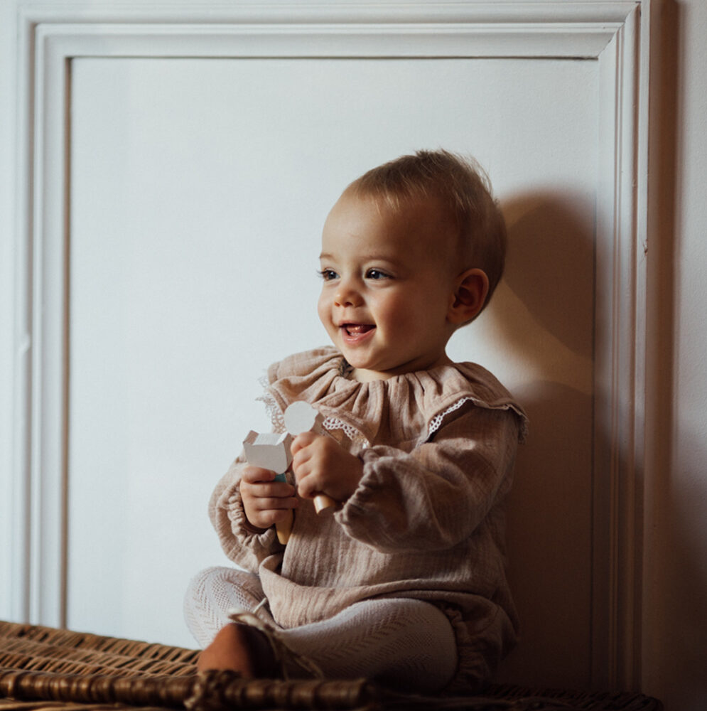 Barboteuse fille double gaze TREFLE