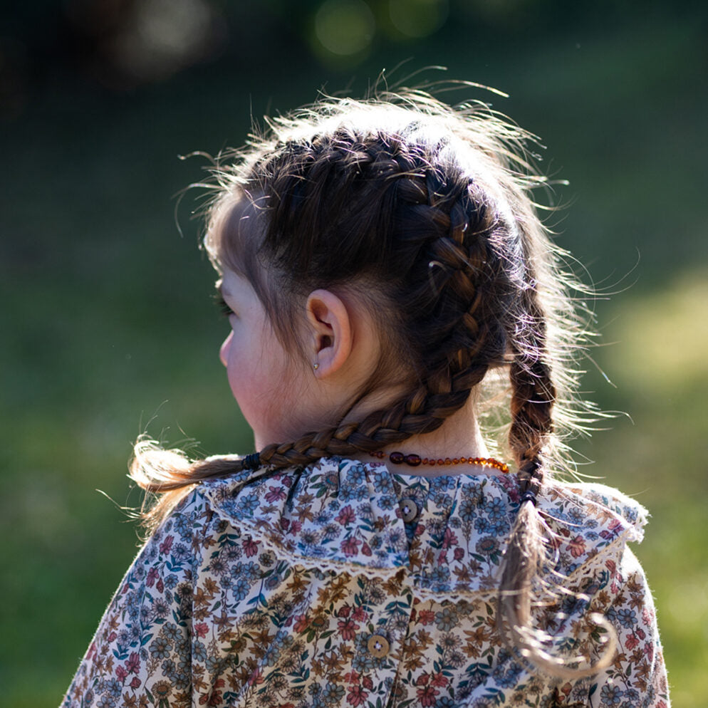 Blouse fille fleuri bleu/camel LAURIER