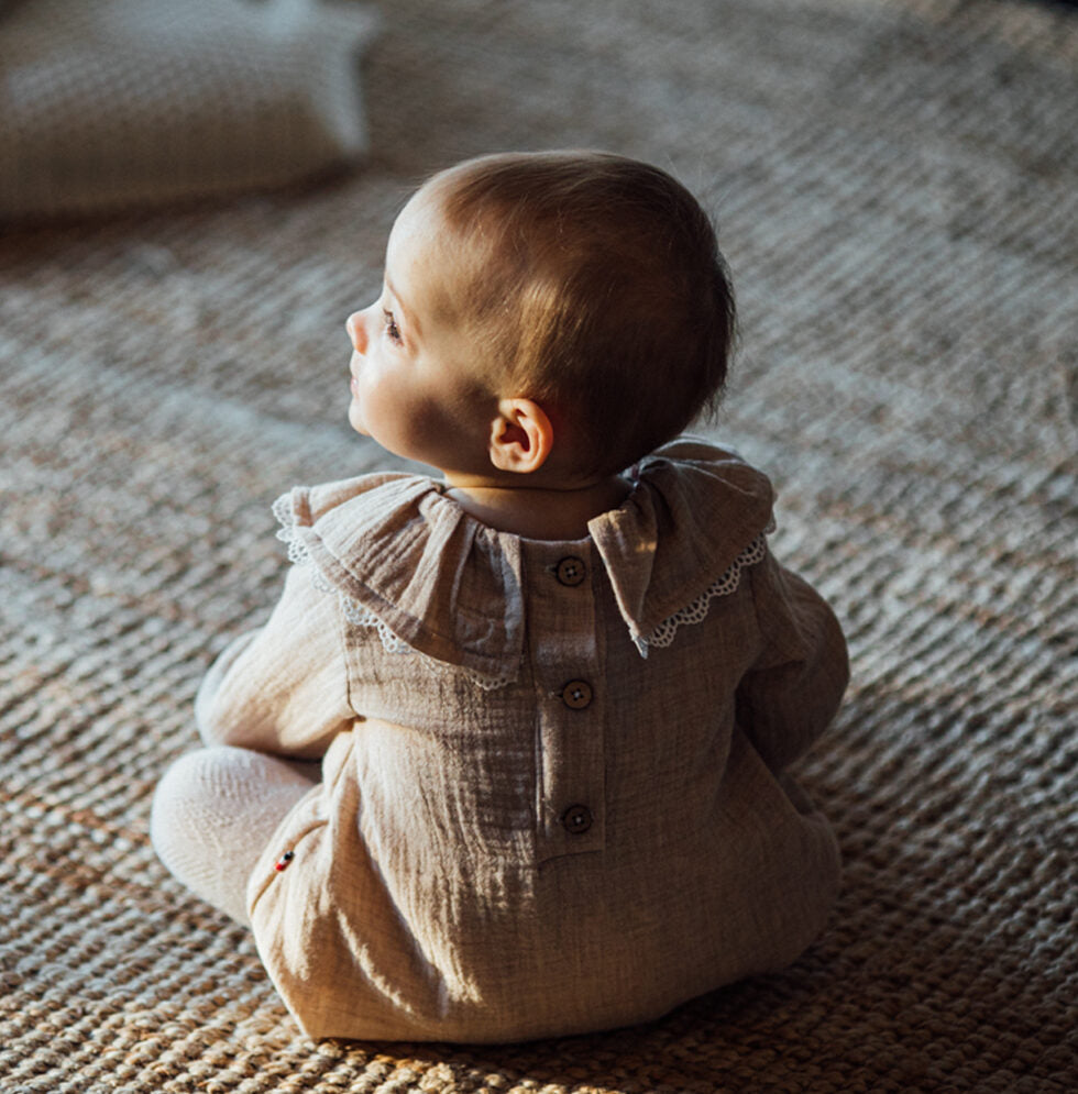 Barboteuse fille double gaze TREFLE