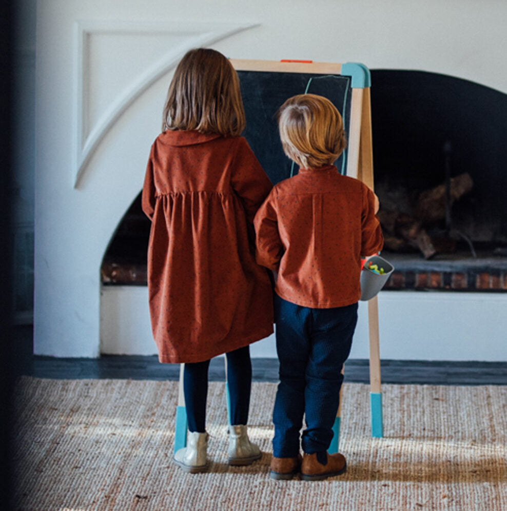 Chemise col mao velours milleraie camel CEDRAT