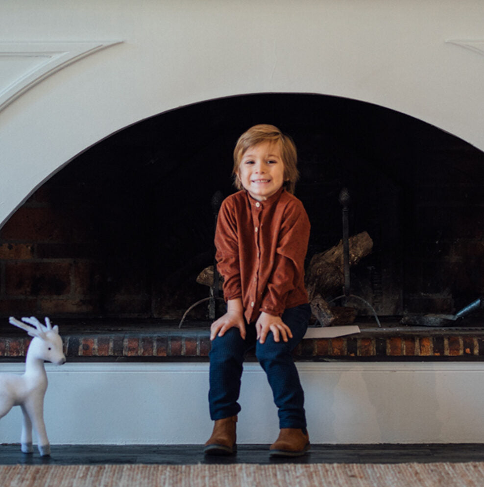 Chemise col mao velours milleraie camel CEDRAT