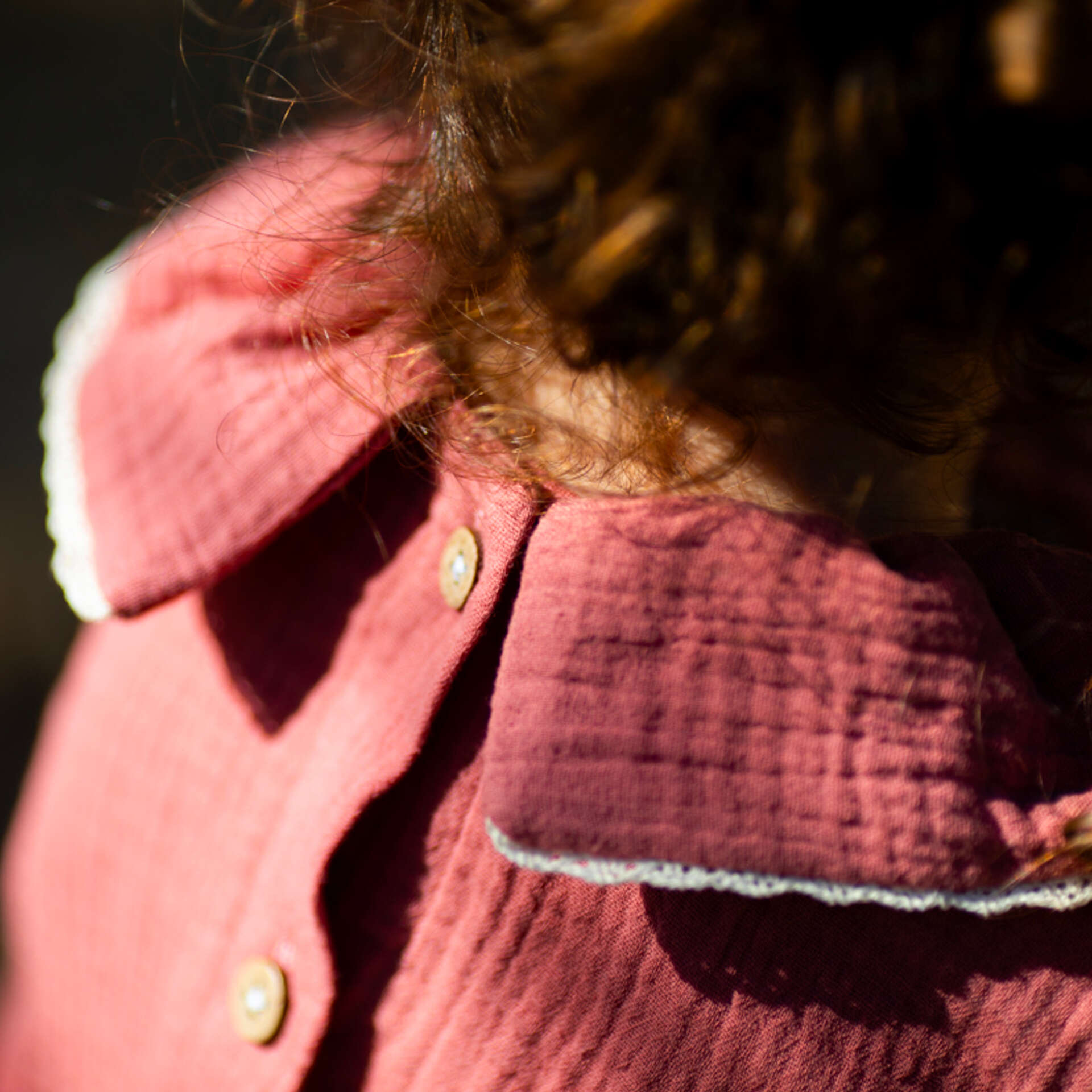 Blouse bébé double gaze coton bio marsala LAURIER