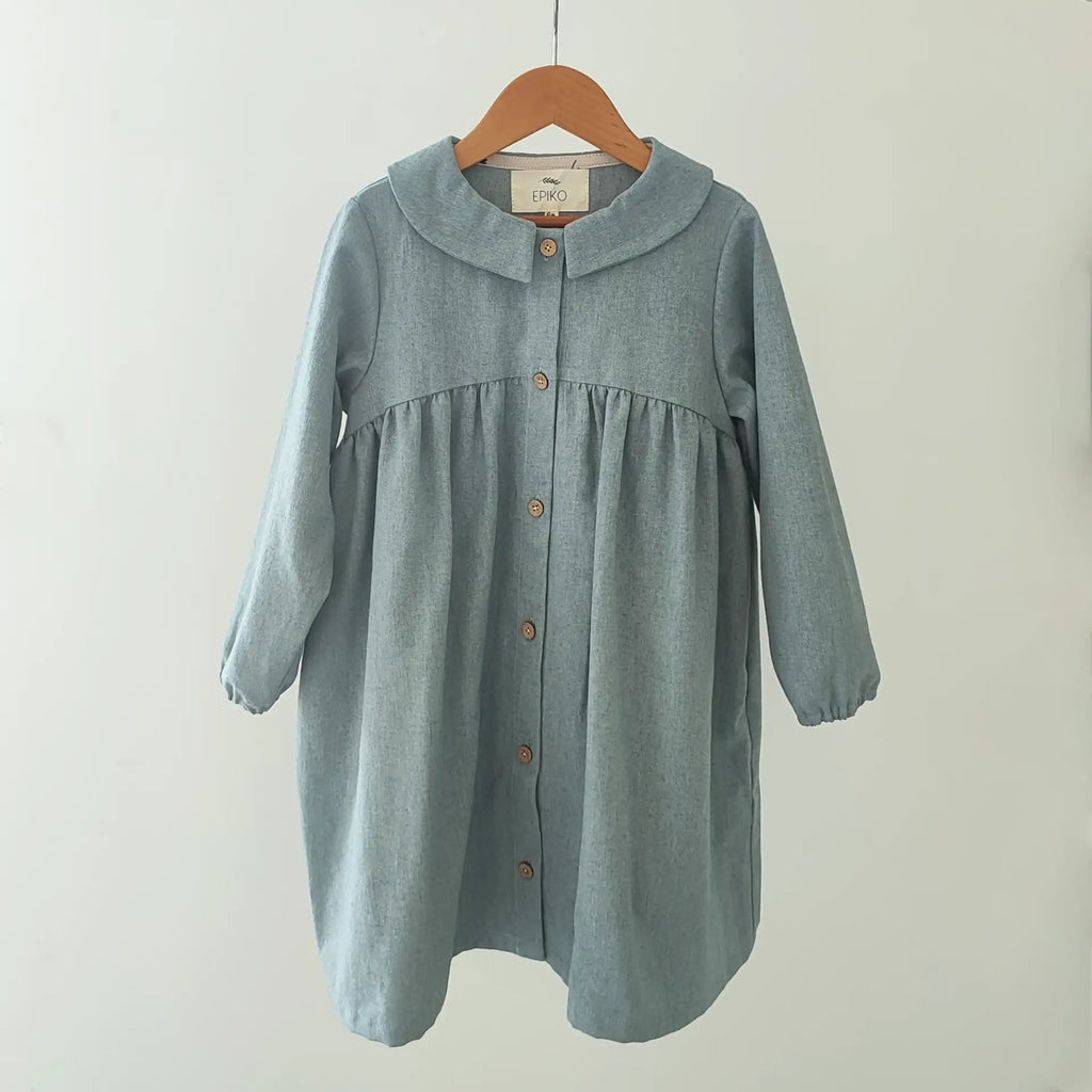 Robe fille coton bio bleu tendre GAZANIA