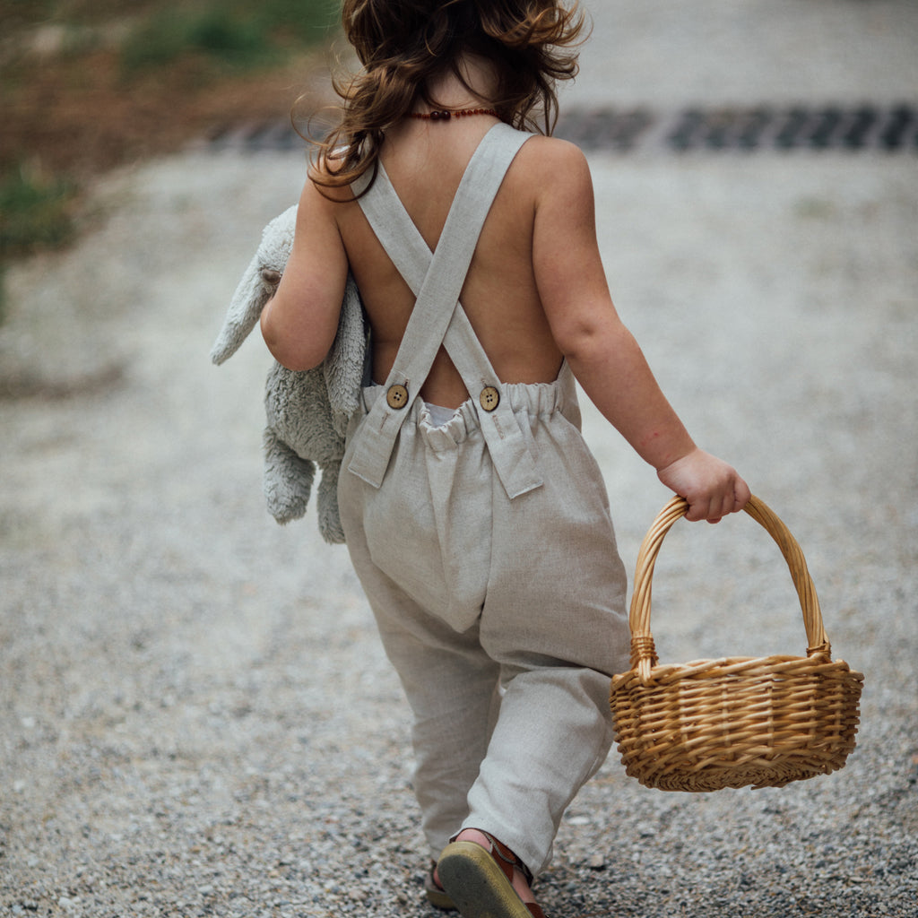 salopette enfant lin naturel.100% bio GOTS