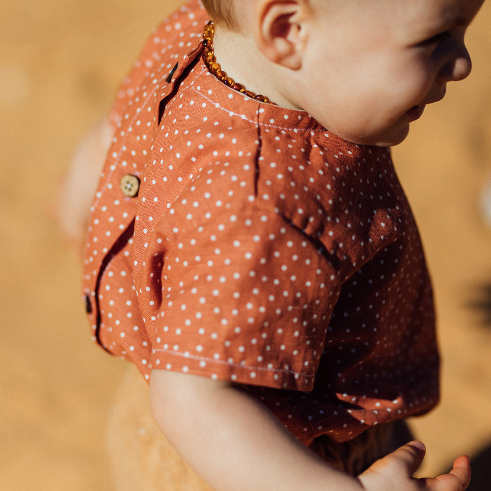 Tshirt enfant en lin à pois sienne BASILIC