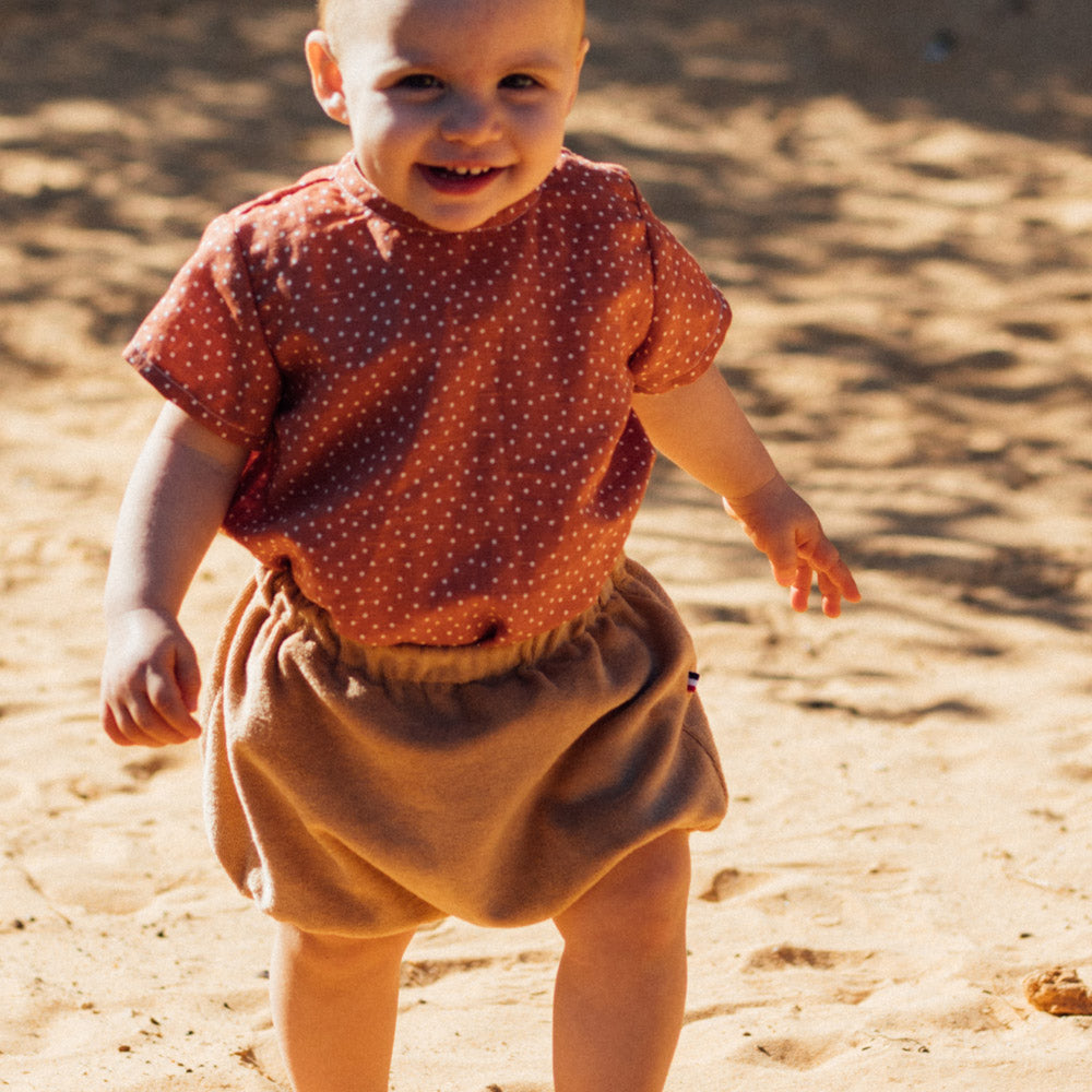 Tshirt enfant en lin à pois sienne BASILIC