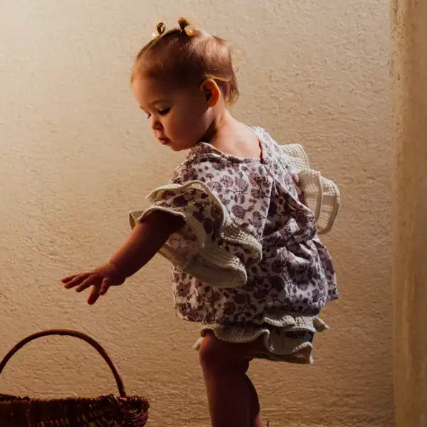 Short bébé en coton bio fleuri POIRIER