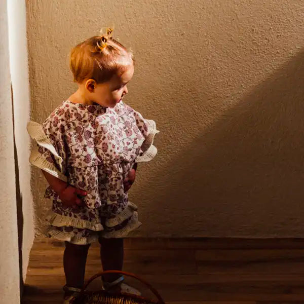 Short bébé en coton bio fleuri POIRIER