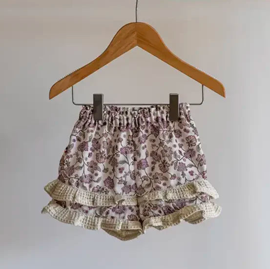 Short bébé en coton bio fleuri POIRIER