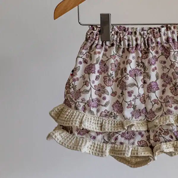 Short bébé en coton bio fleuri POIRIER