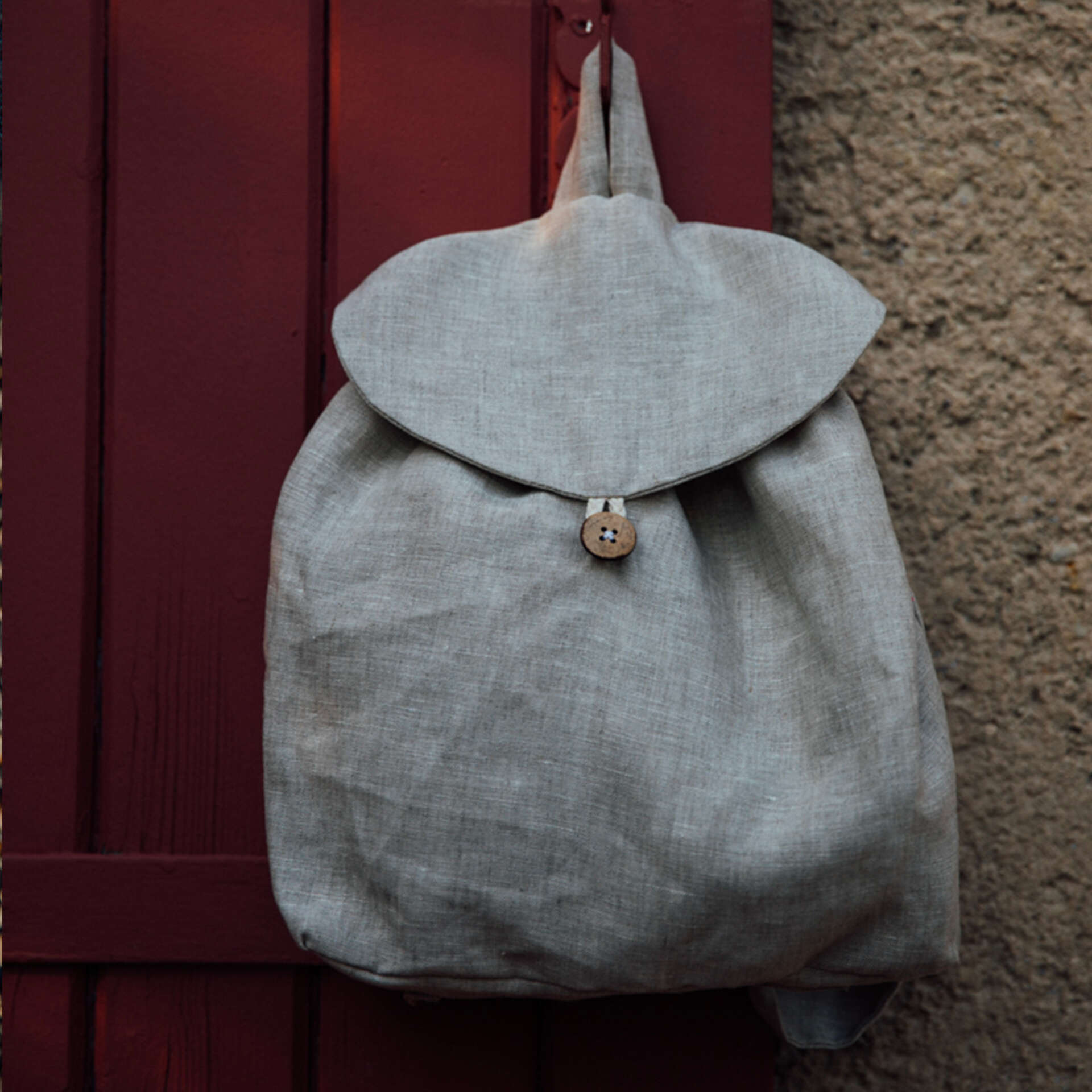 Sac à dos enfant en lin naturel, 100 % lin