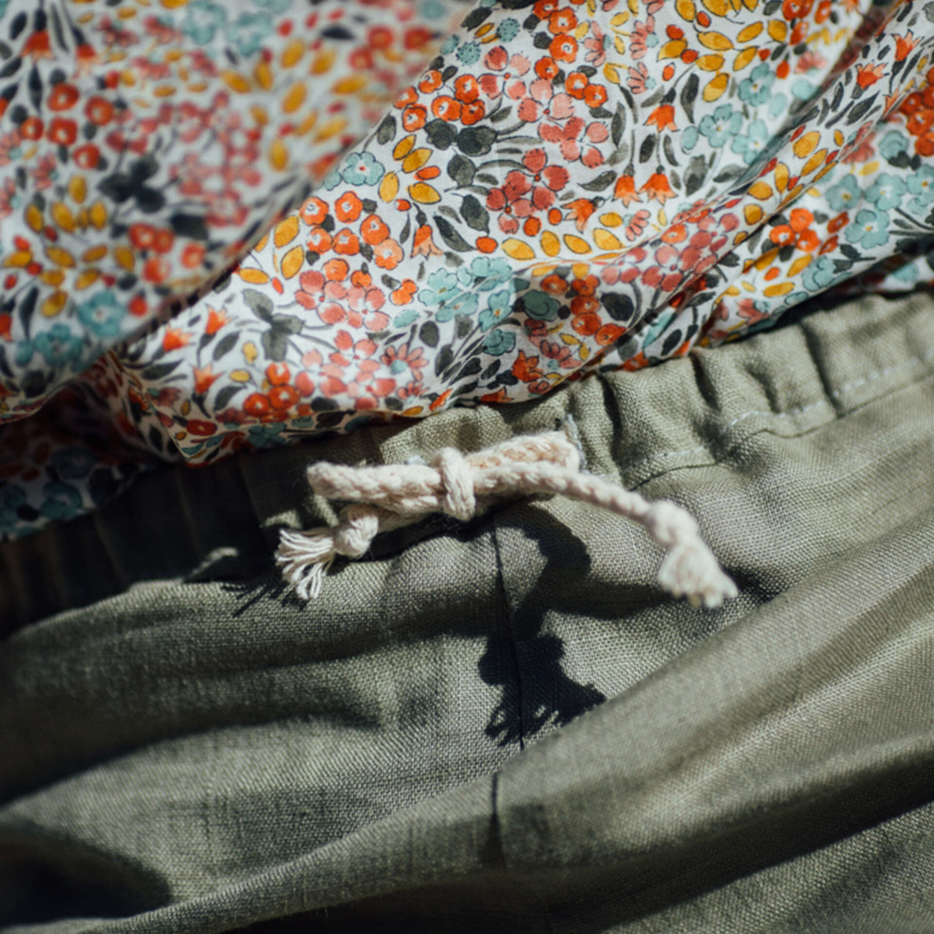 Short enfant lin olive FICUS