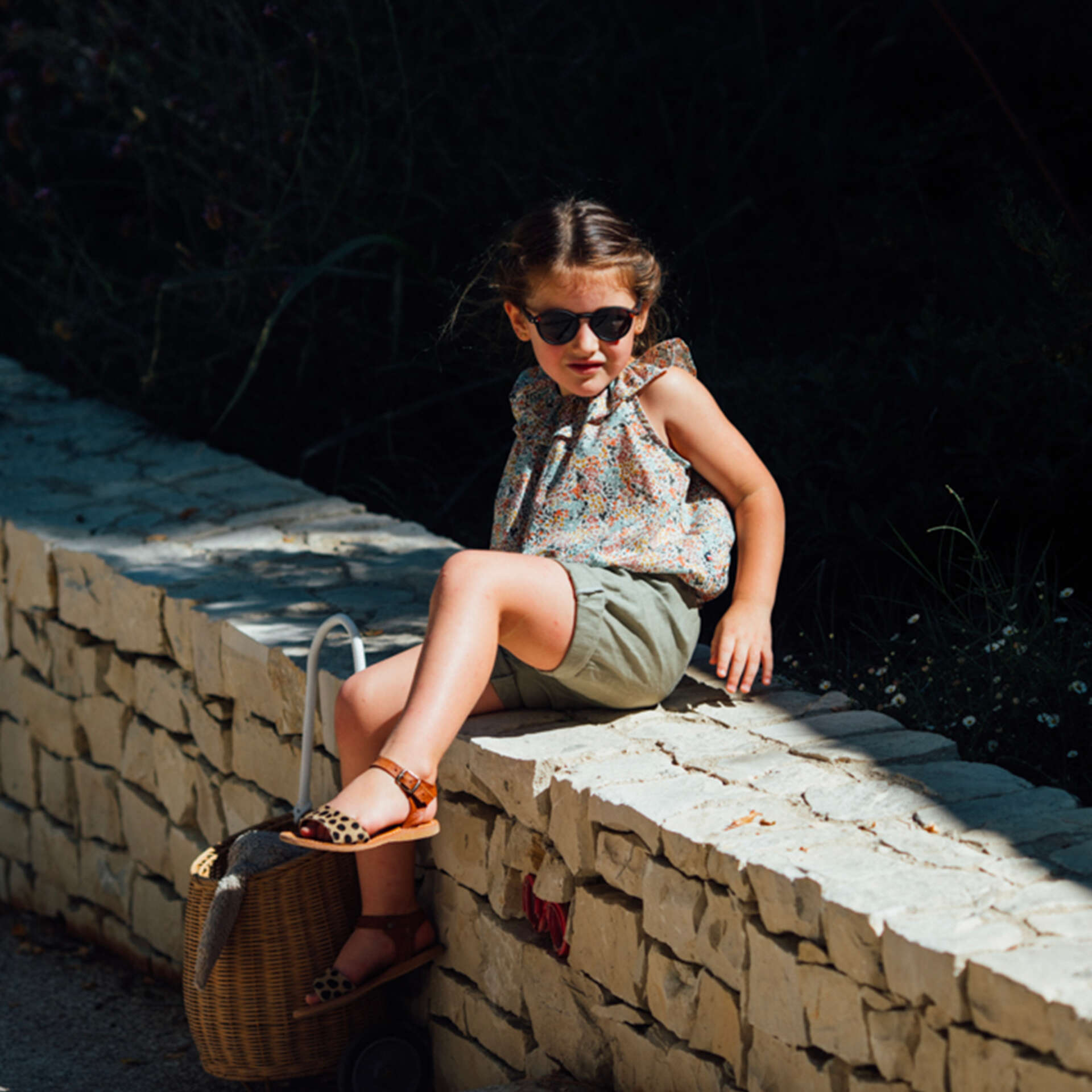 Short enfant lin olive FICUS