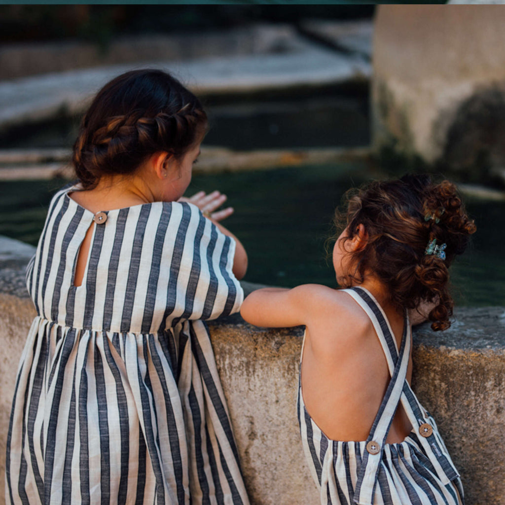 Robe fille rayures marines