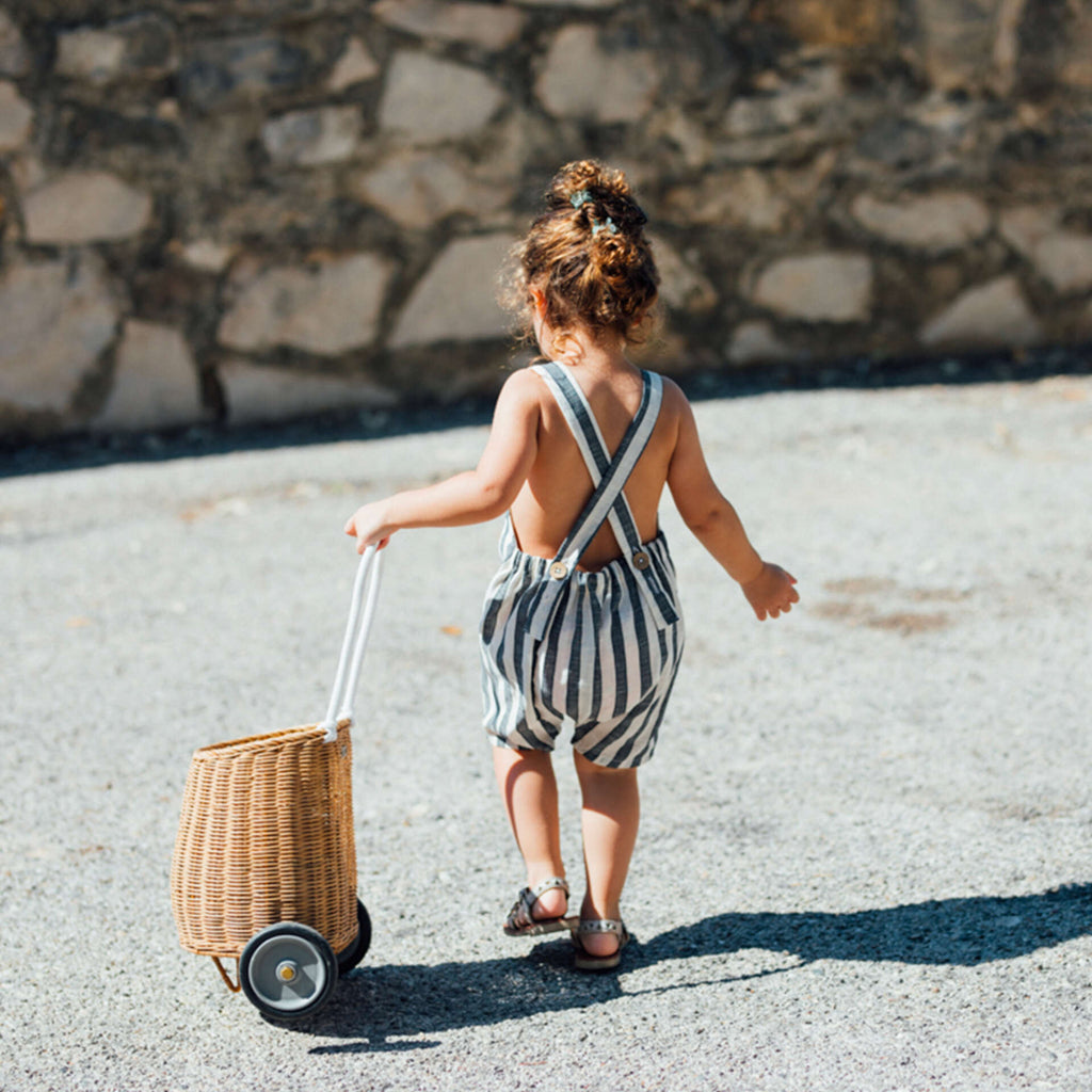 salopette enfant rayures, en lin naturel