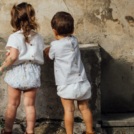 Bloomer bébé double gaze ROMARIN - Double gaze plumetis lait