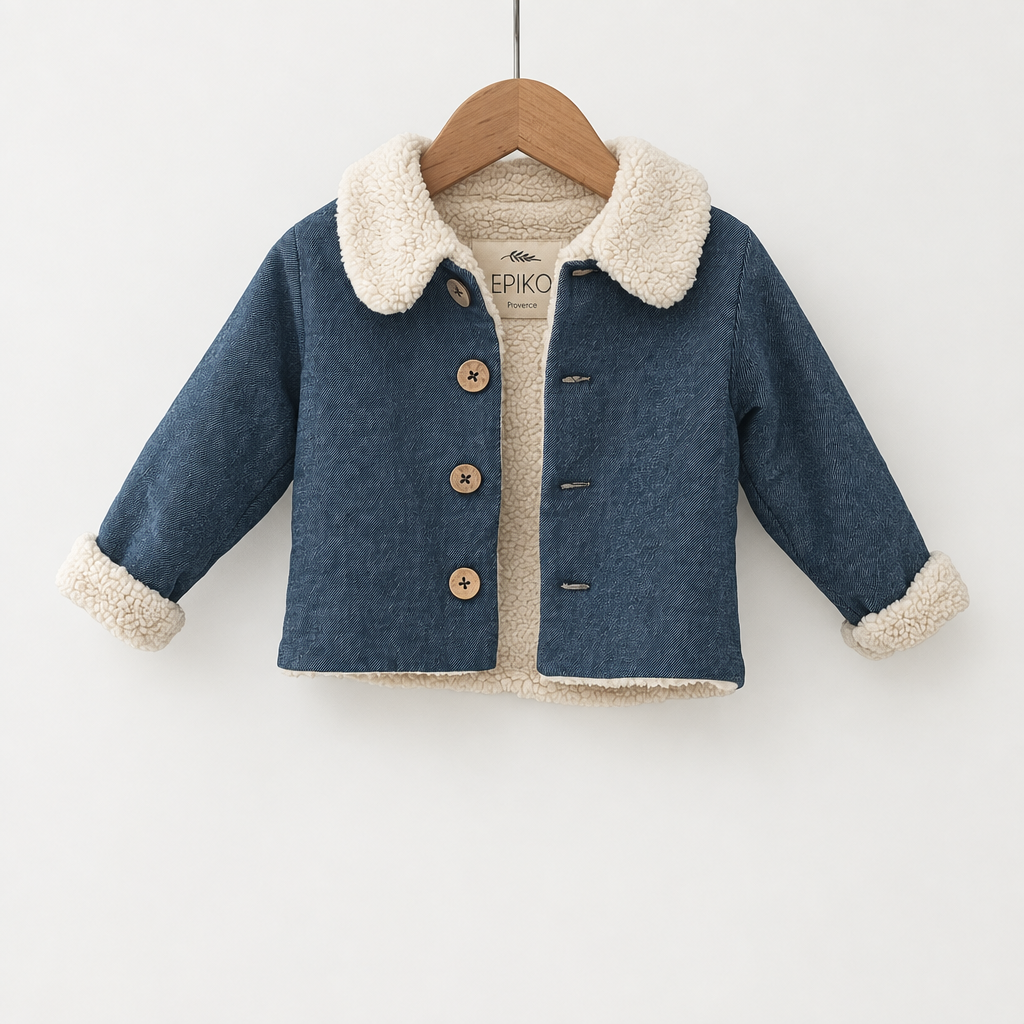Veste jeans enfant doublé sherpa SAUGE