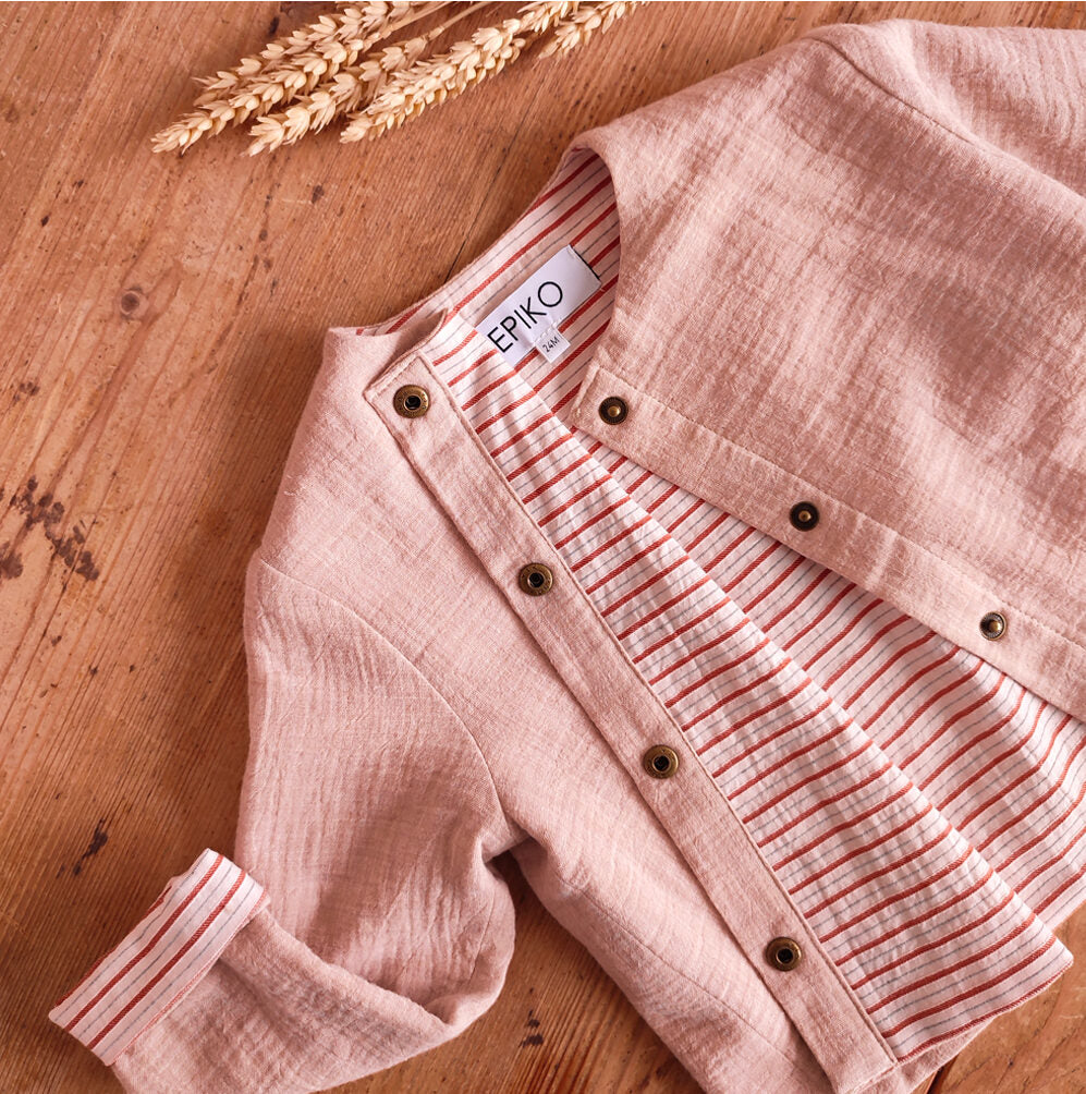 Veste enfant made in France, double gaze de coton bio