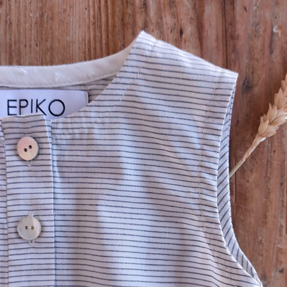 Barboteuse à fines rayures marine JASMIN