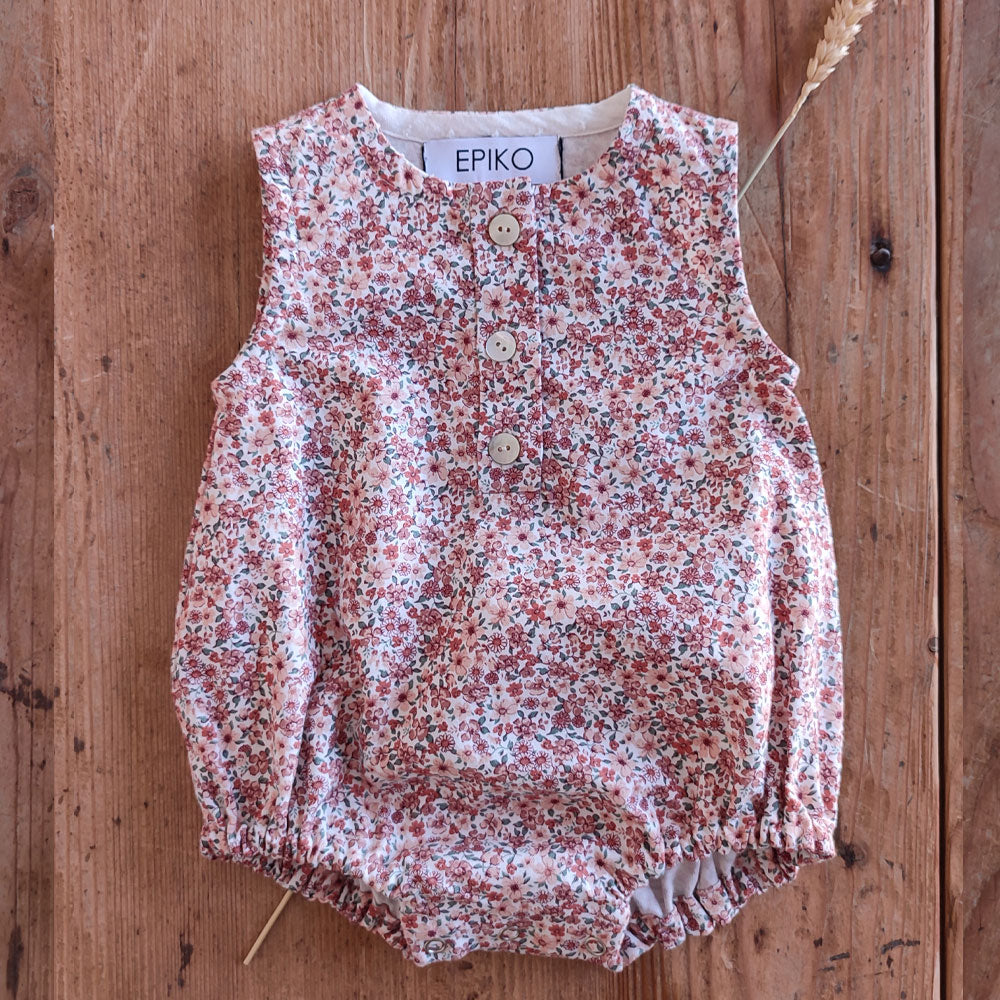 Barboteuse fleuri rose JASMIN