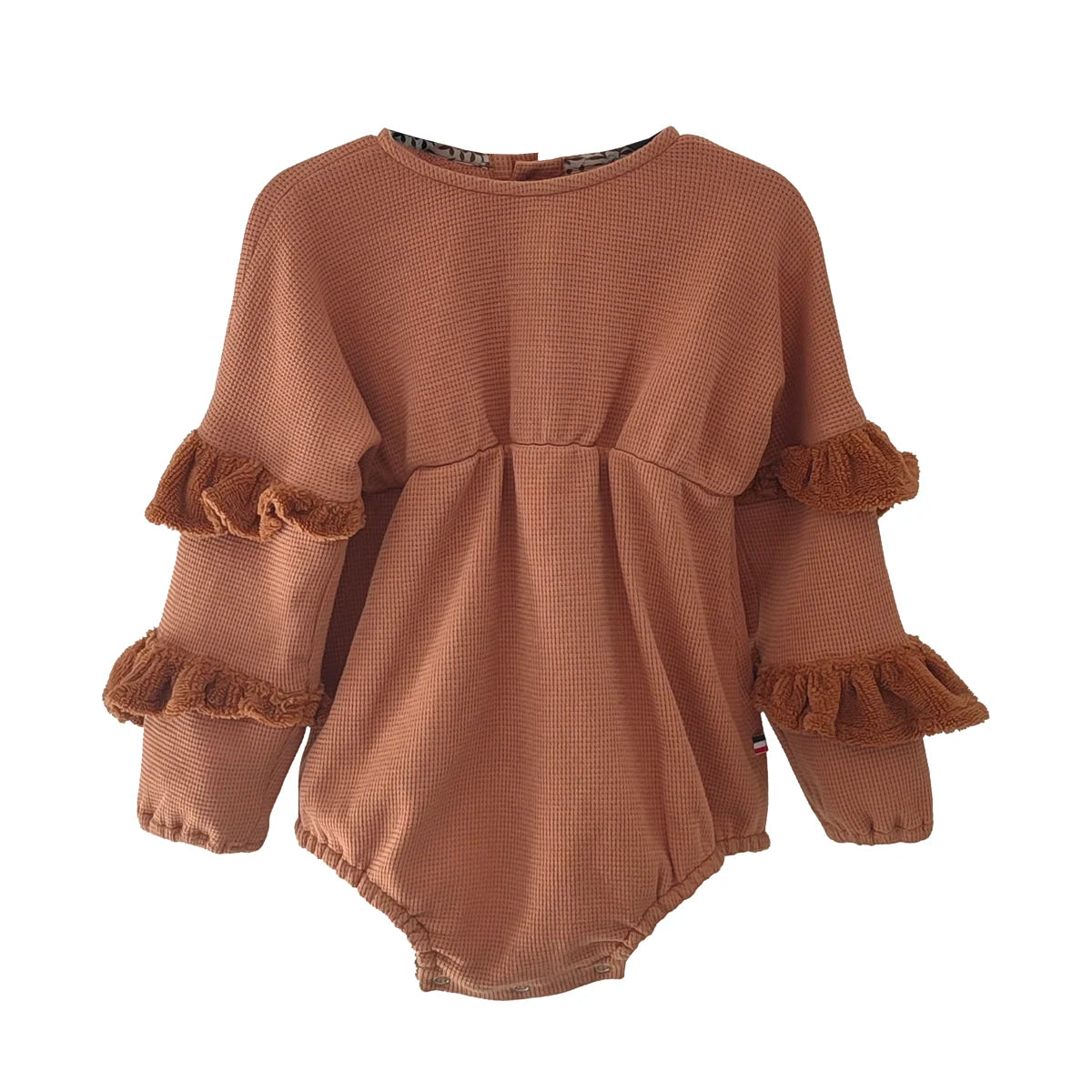 Barboteuse bébé nid d'abeille camel TULIPE