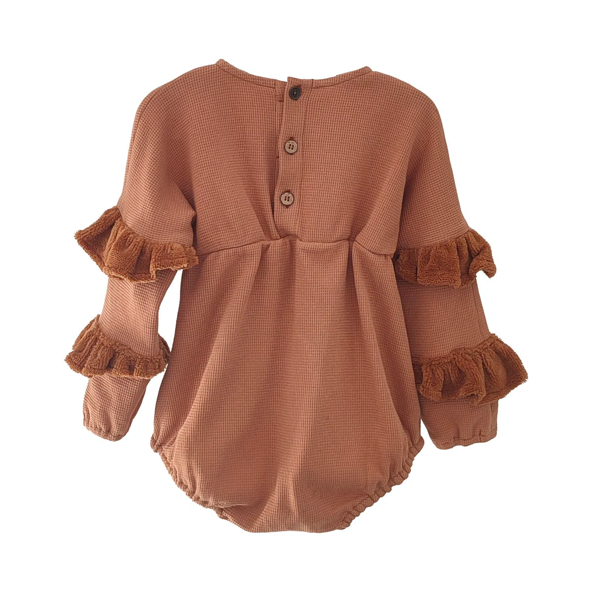 Barboteuse bébé nid d'abeille camel TULIPE