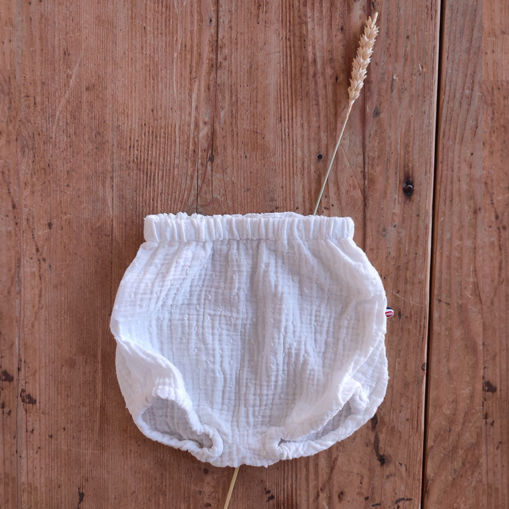 Bloomer bébé double gaze ROMARIN - Double gaze plumetis lait
