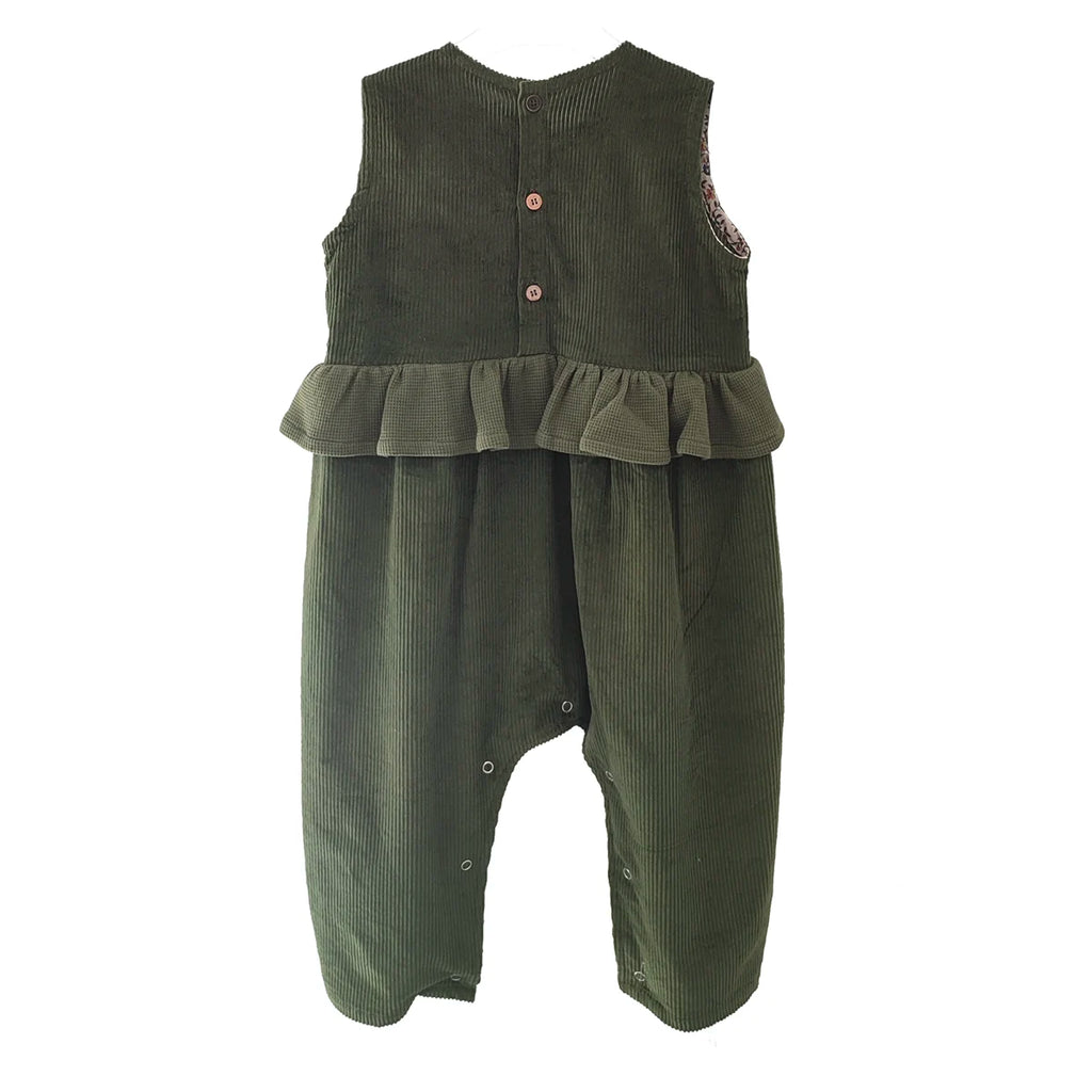 Combinaison bébé velours cotelé olive ORGE