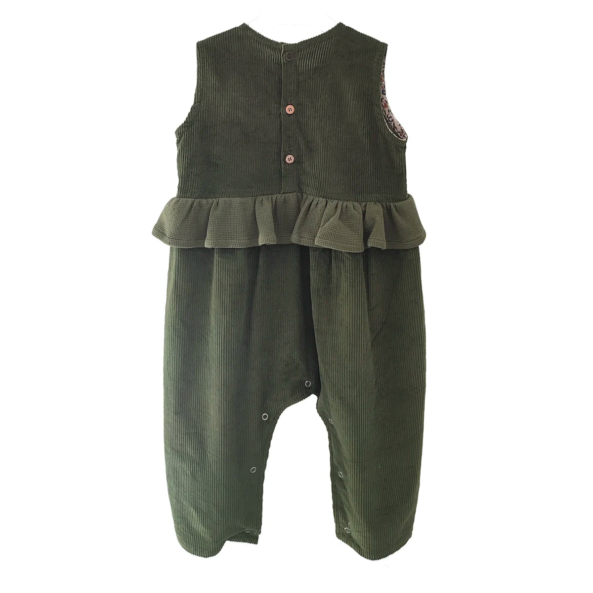 Combinaison bébé velours cotelé olive ORGE