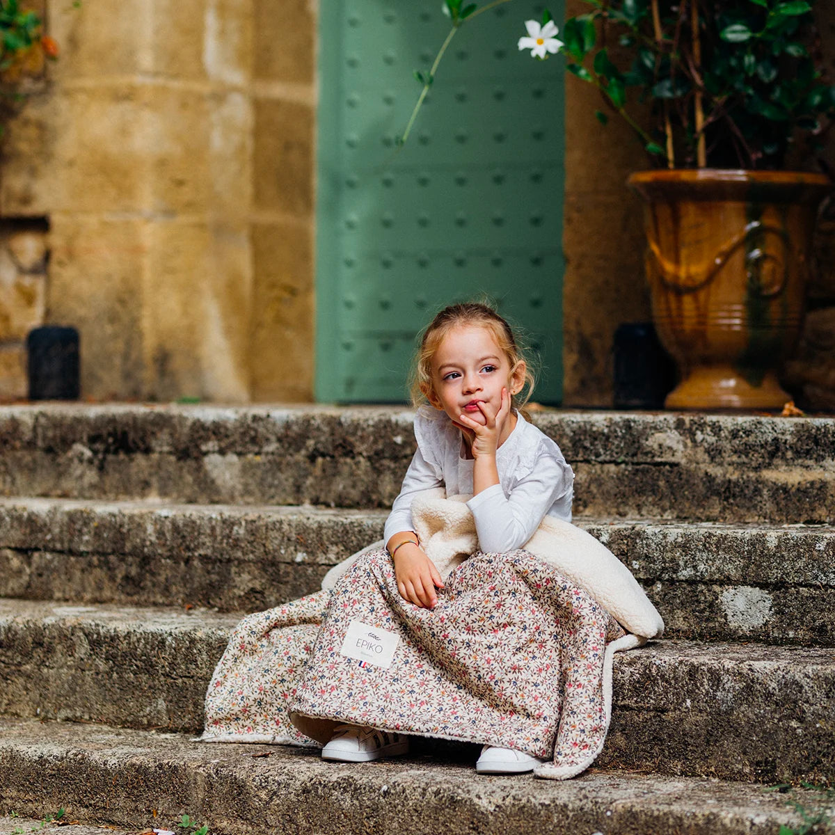 Couverture bébé fleuri/sherpa ERABLE