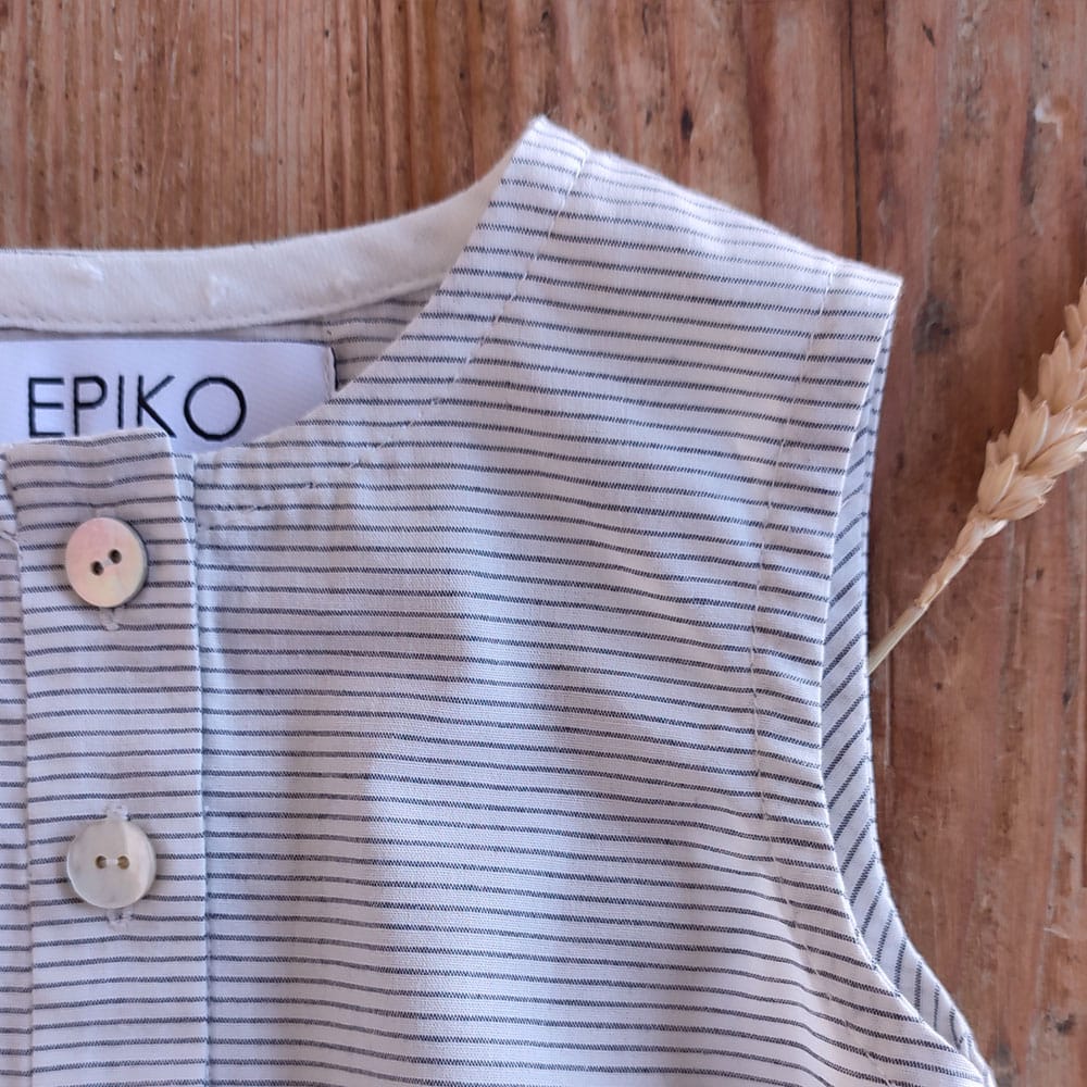 Epiko Barboteuse à fines rayures marine JASMIN Mode durable made in france et europe