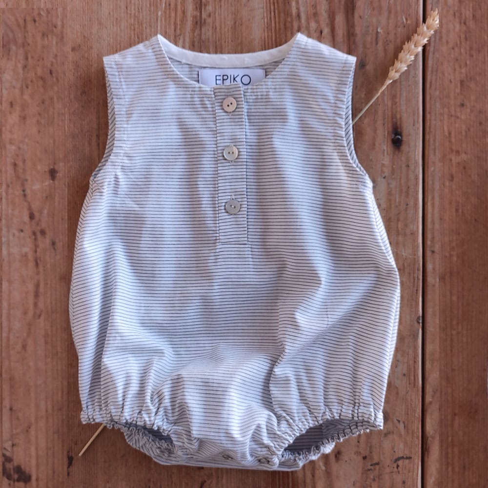 Epiko Barboteuse à fines rayures marine JASMIN Mode durable made in france et europe