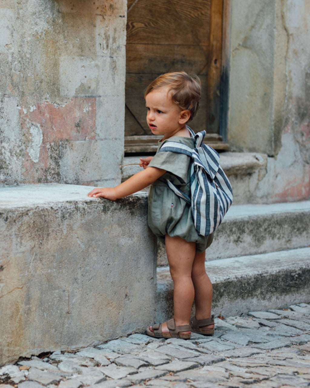 Epiko Barboteuse Barboteuse bébé lin olive JUJUBE Mode durable made in france et europe