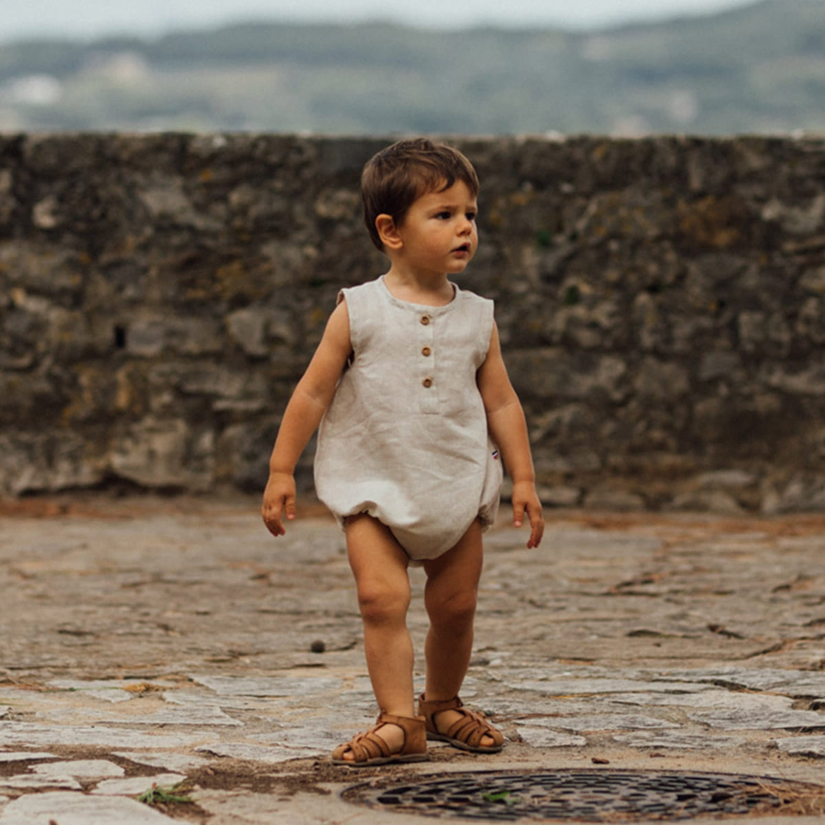 Epiko Barboteuse bébé lin JASMIN - Lin naturel Mode durable made in france et europe