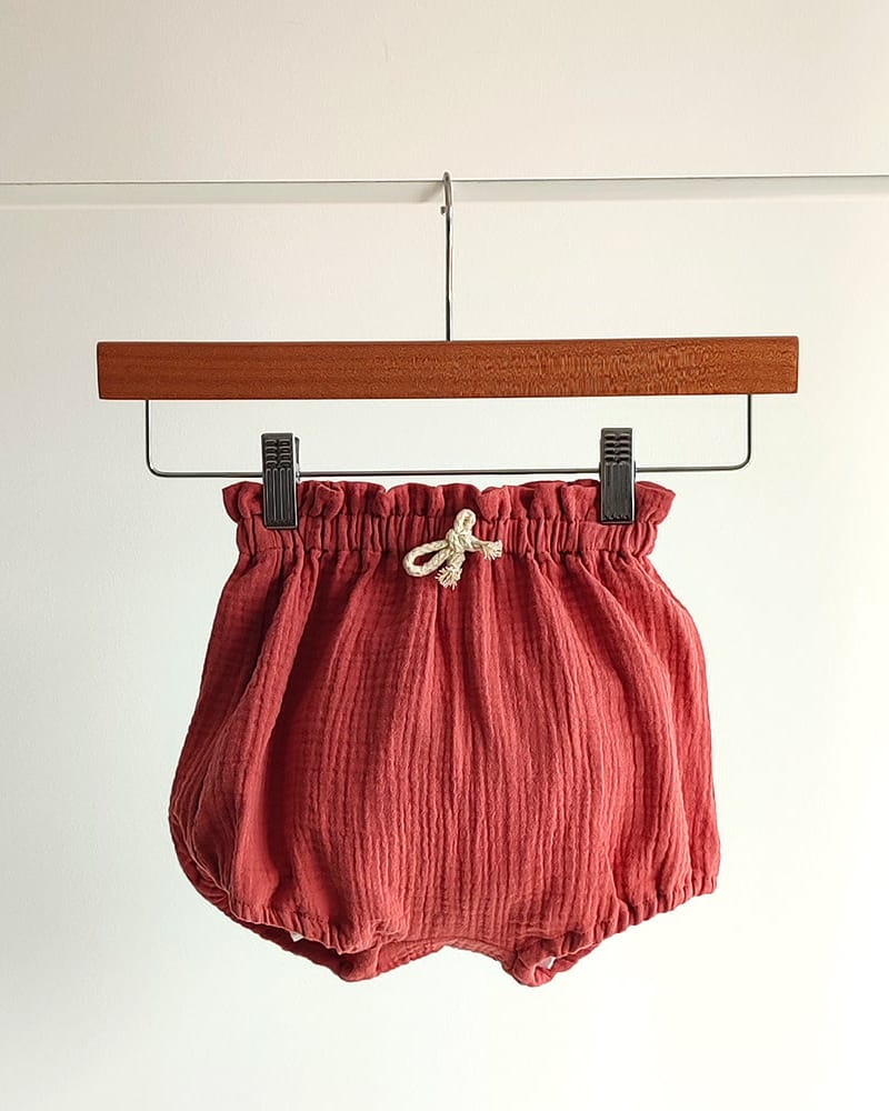 Epiko Bloomer Bloomer bébé en double gaze de coton bio RHUBARBE Mode durable made in france et europe