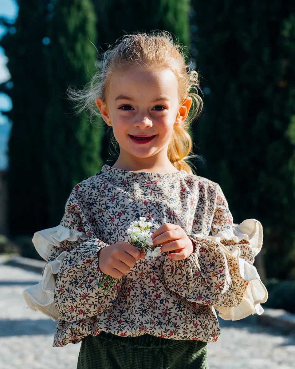 Epiko Blouse Blouse bébé fleurie en coton bio à volant COLZA Mode durable made in france et europe