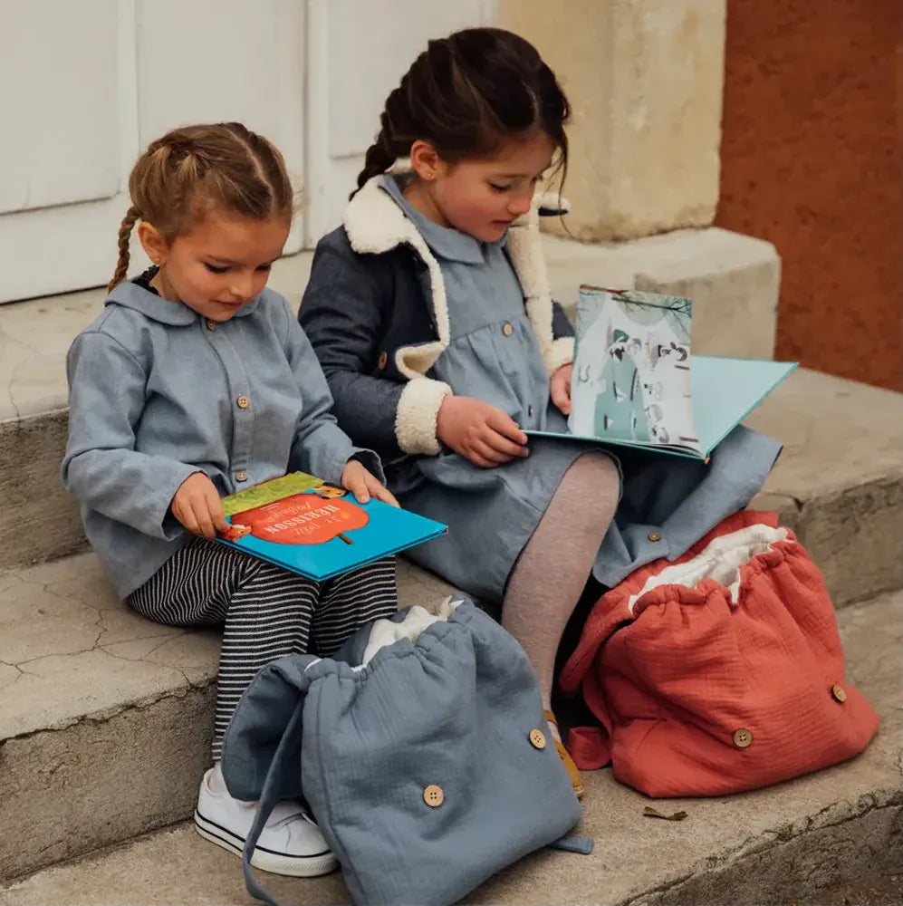 Epiko Cartable Cartable enfant personnalisé coton bio GERANIUM Mode durable made in france et europe