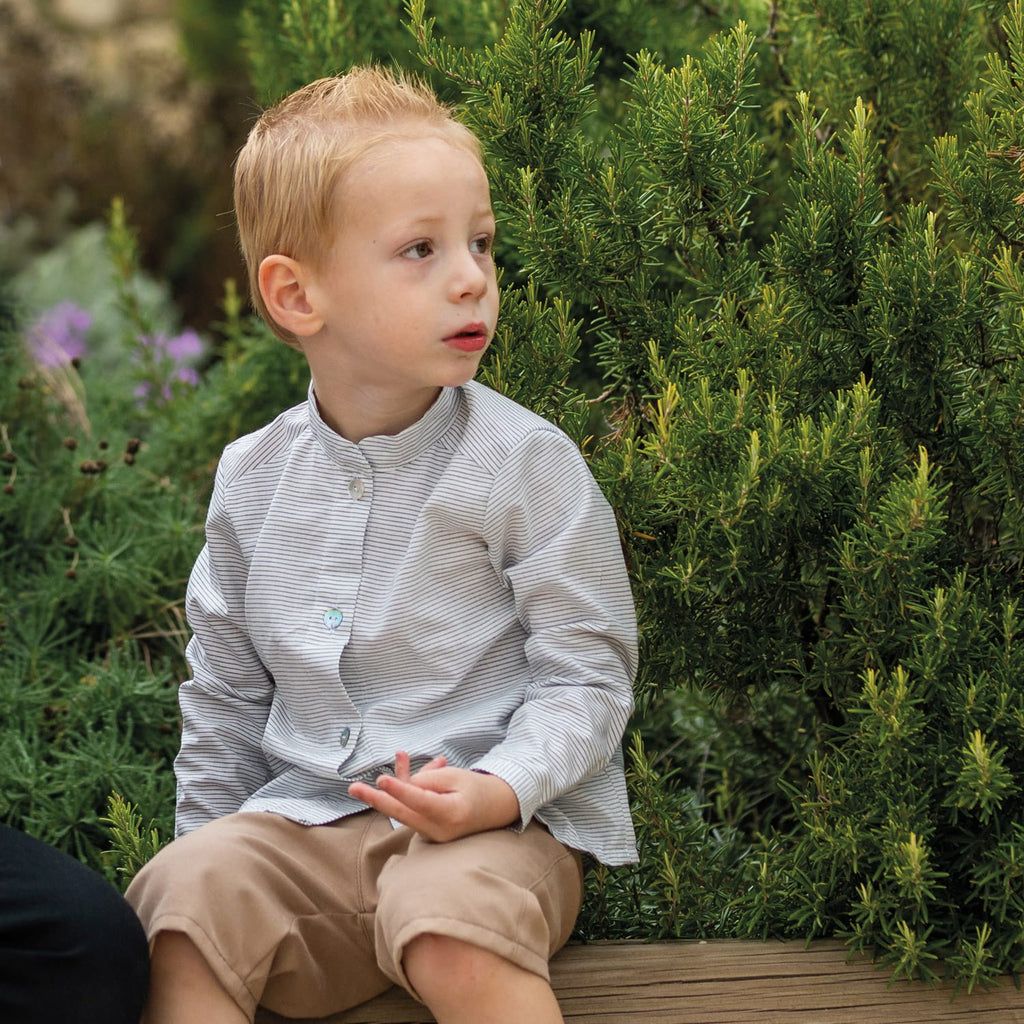 Epiko Chemise Chemise cérémonie enfant fines rayures CEDRAT Mode durable made in france et europe