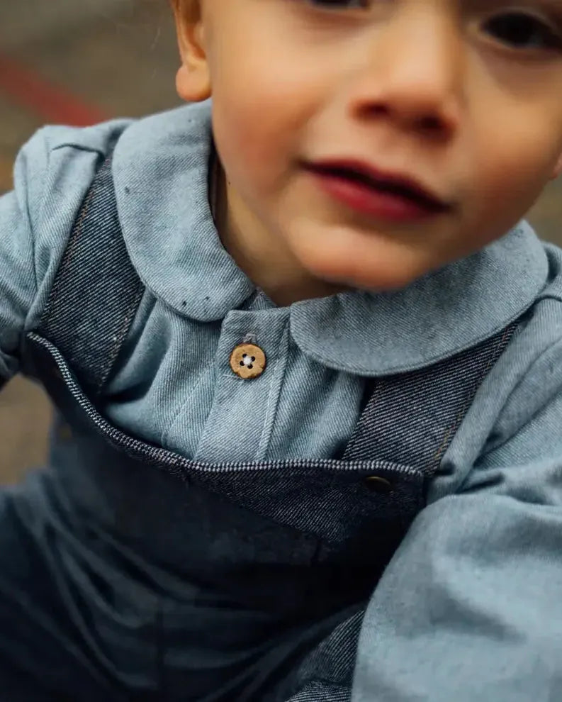 Epiko Chemise Chemise enfant coton bio flanelle bleu LYS Mode durable made in france et europe