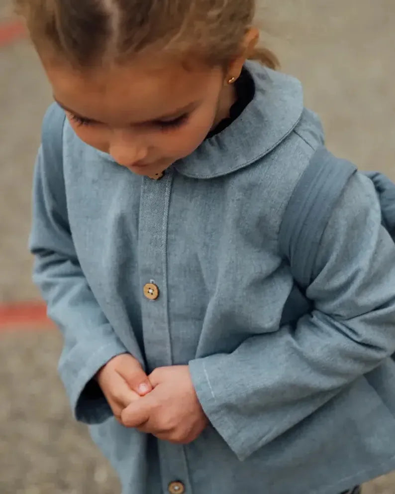 Epiko Chemise Chemise enfant coton bio flanelle bleu LYS Mode durable made in france et europe