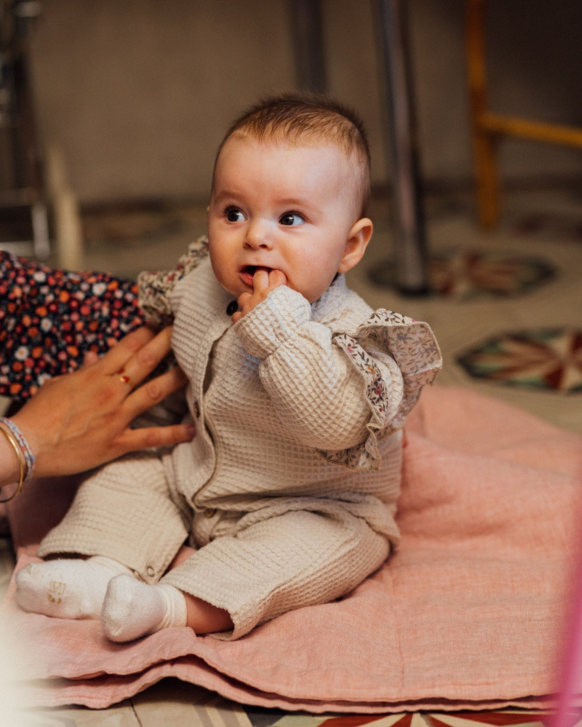 Epiko Combinaison Combinaison bébé nid d'abeille écru ORPIN Mode durable made in france et europe