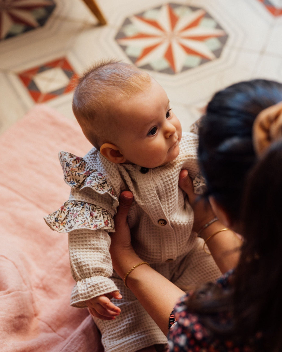 Epiko Combinaison Combinaison bébé nid d'abeille écru ORPIN Mode durable made in france et europe