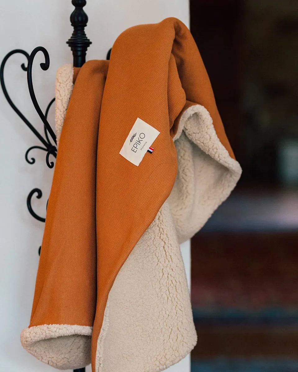 Epiko Couverture Couverture bébé nid d’abeille camel/sherpa ERABLE Mode durable made in france et europe