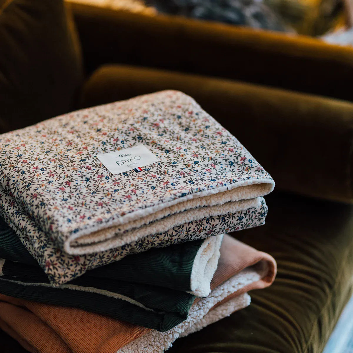 Epiko Couverture Couverture bébé nid d’abeille camel/sherpa ERABLE Mode durable made in france et europe
