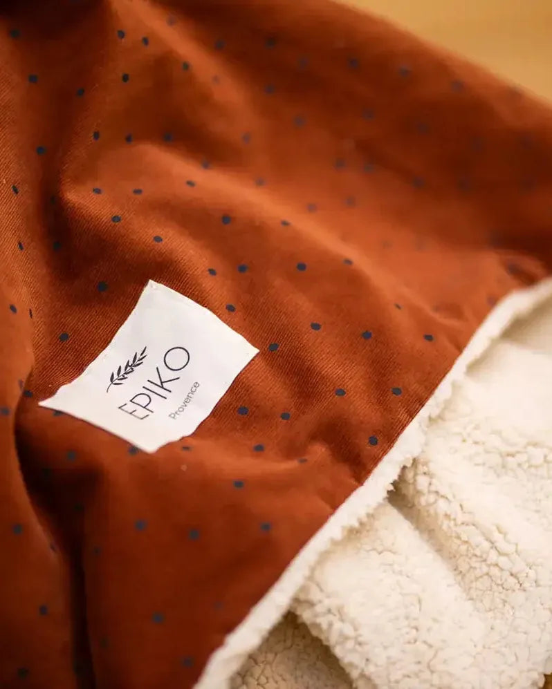 Epiko Couverture Couverture bébé velours camel pois & sherpa ERABLE Mode durable made in france et europe