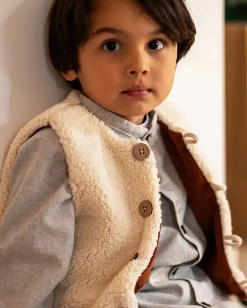 Epiko Gilet Gilet berger enfant reversible CHÊNE Mode durable made in france et europe