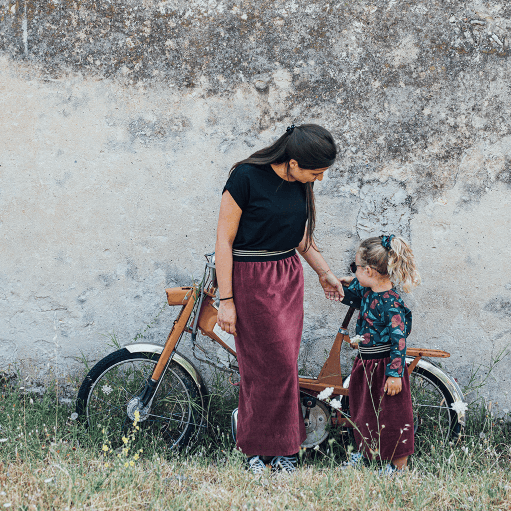 Epiko Jupe Jupe enfant velours bordeaux ZELIE Mode durable made in france et europe